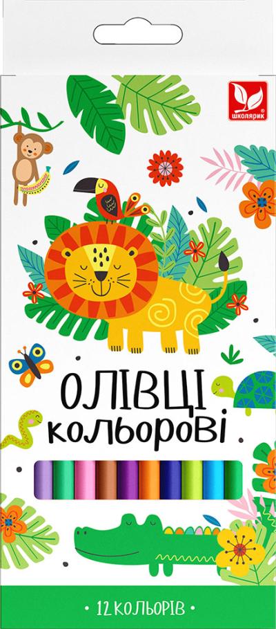 Карандаши цветные трехгранные + чинка - 12 цветов