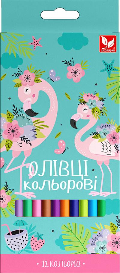 Карандаши цветные трехгранные + чинка - 12 цветов