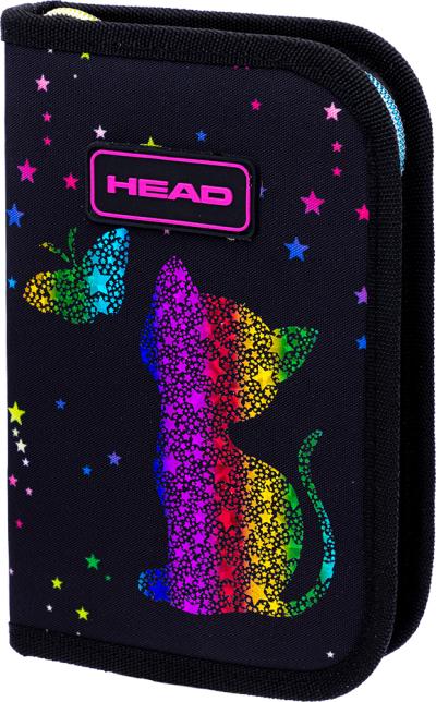 Пенал без наповнення, 2 клапани HEAD, AC1 RAINBOW KITTY з золотистим ефектом